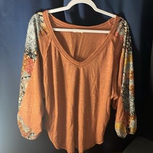 HIDDEN GARDEN BOHO CHIFFON SLEEVE BLOUSE